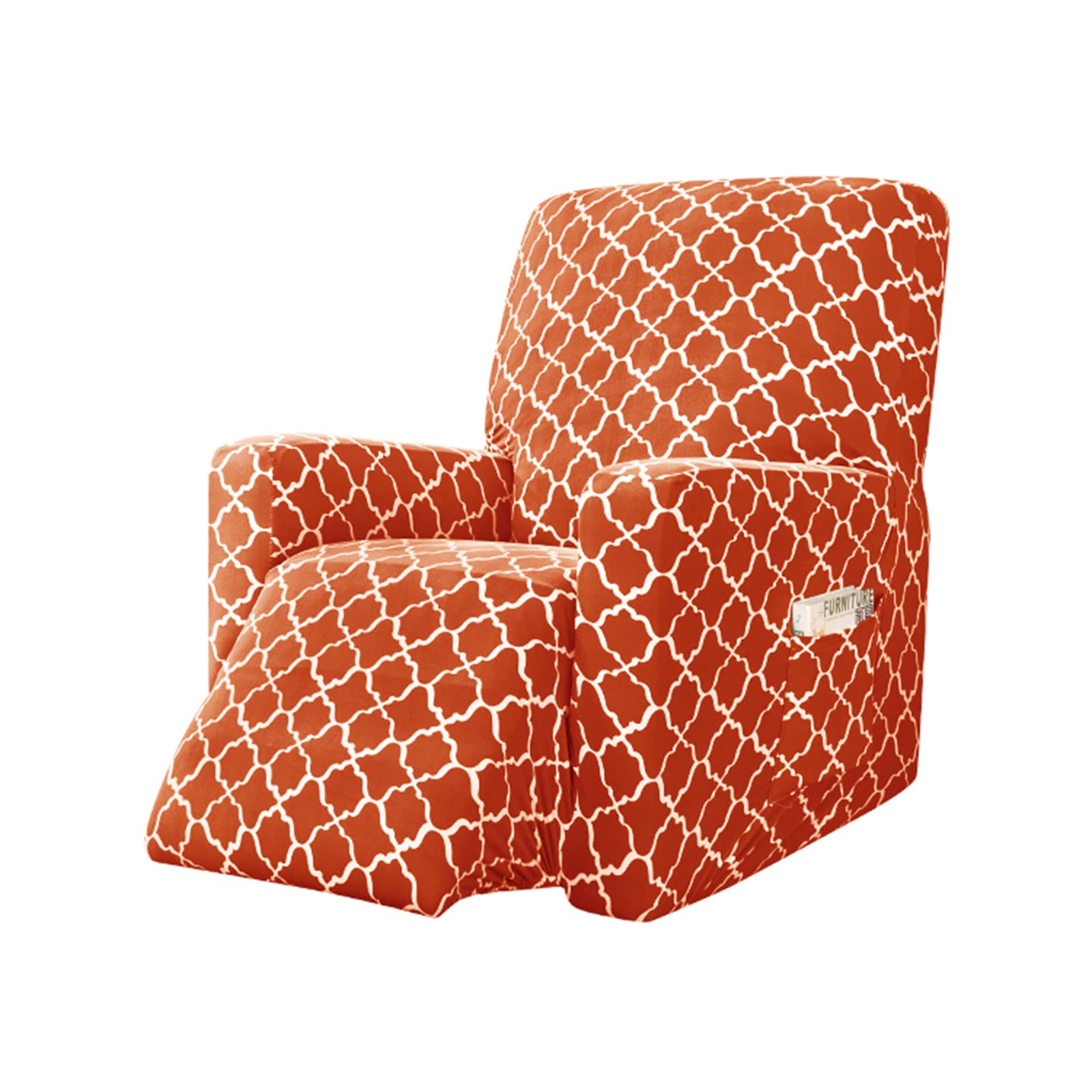 Base antideslizante y diseño estampado en la funda elástica OBASDFD para sillón reclinable naranja