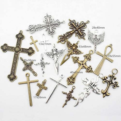 Miniatura 2 de Youdiyla Colección de colgantes de cruz grande de 353oz espada de plata de bronce antiguo ángel santo Jesús cruz de la paz dijes de metal para hacer