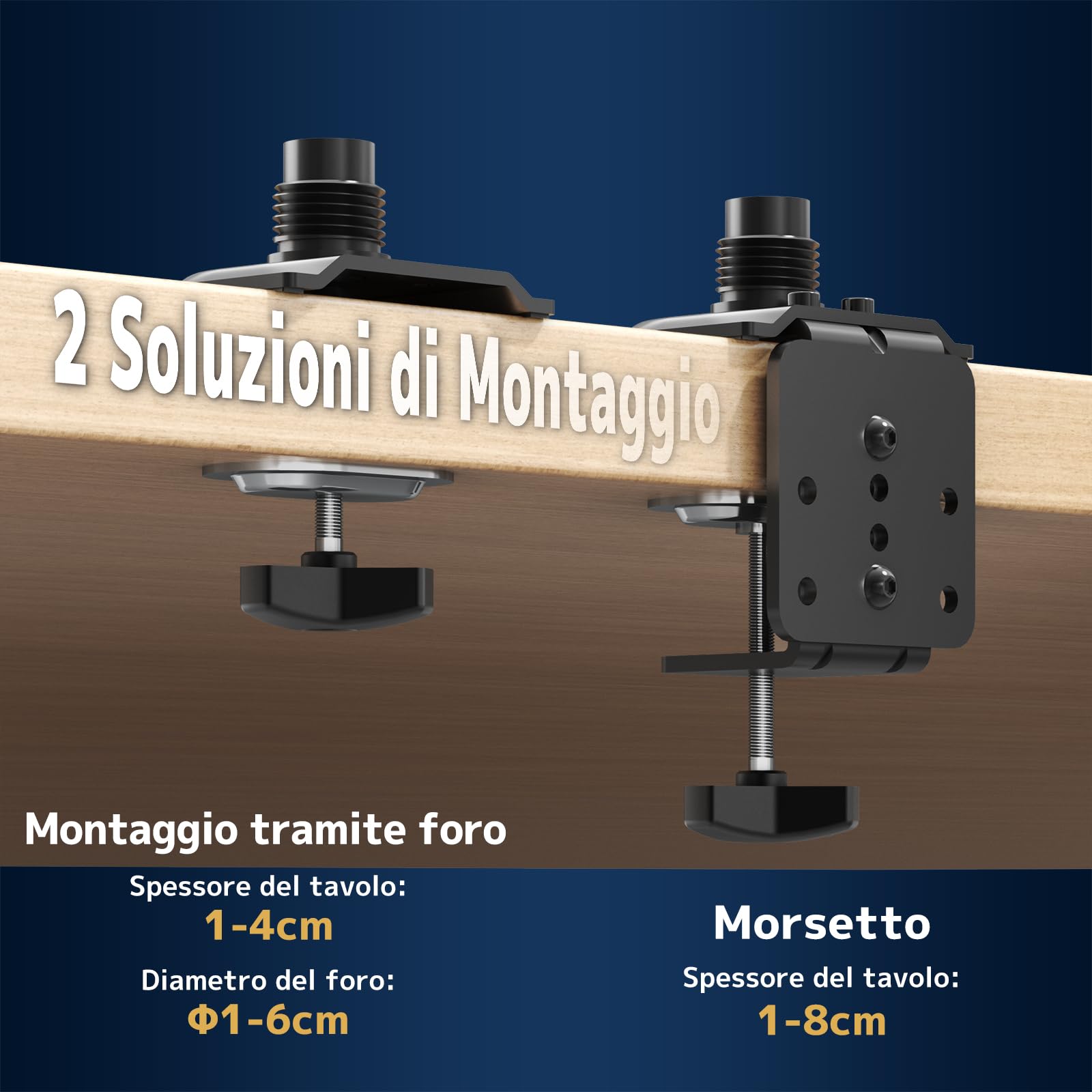 Supporto Monitor per 2 Schermi 17-49 Pollici – Braccio Doppio Regolabile in Altezza, VESA 75x75 & 100x100, Inclinabile, Ruotabile, Salvaspazio, Nero