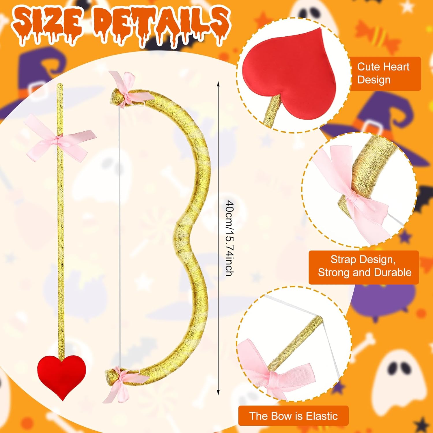 Leitee Cupid Bow and Arrow Set Cupid Costume Accessories Women Cosplay Supply for Party Cos Adult - Image 2