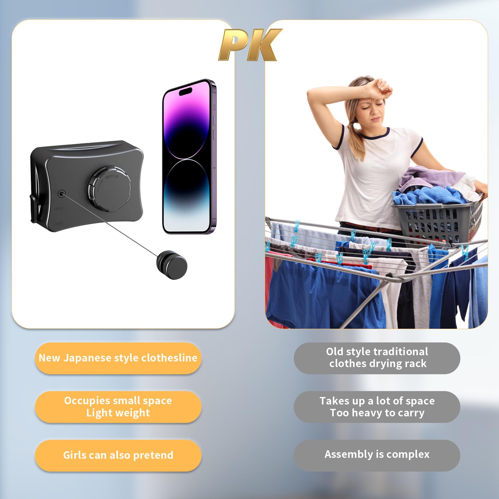 Stendibiancheria Estensibile A Parete Ketilrub 4,3 M | Senza Foratura O Con Fori, Acciaio Inox, Carico 20kg