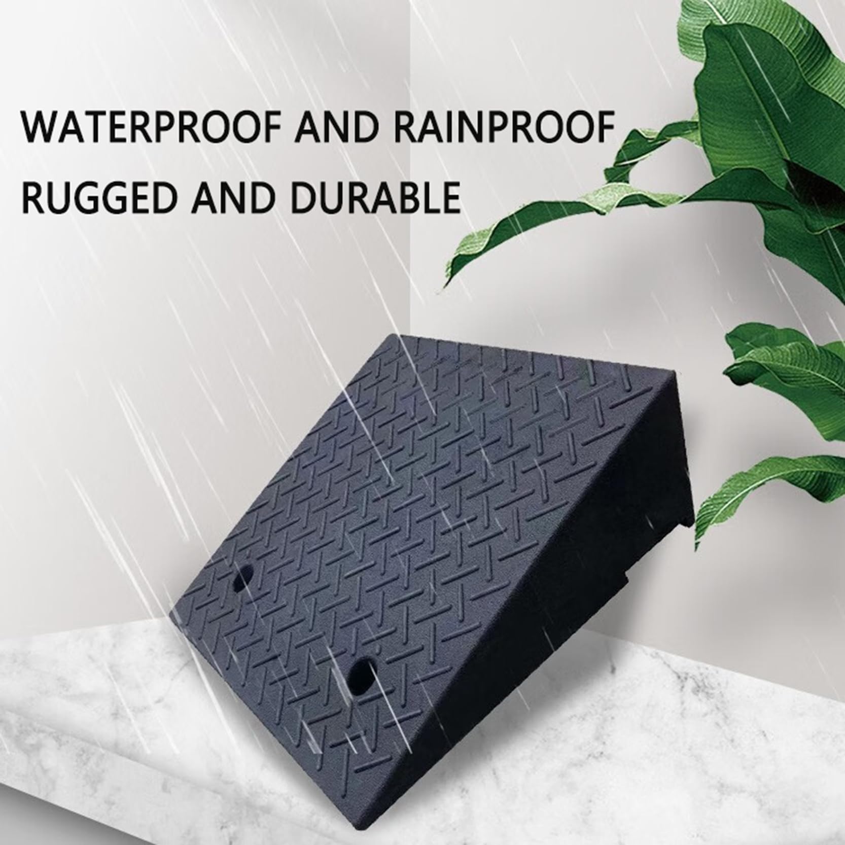Rampa de Goma para Aceras, Rampa de Umbral, Rampa para Sillas de Ruedas, Rampa para AutomóViles, Rampa PortáTiles, Escalones para el Hogar con Superficie Antideslizante, 2 Piezas(Size:50X27X13cm)
