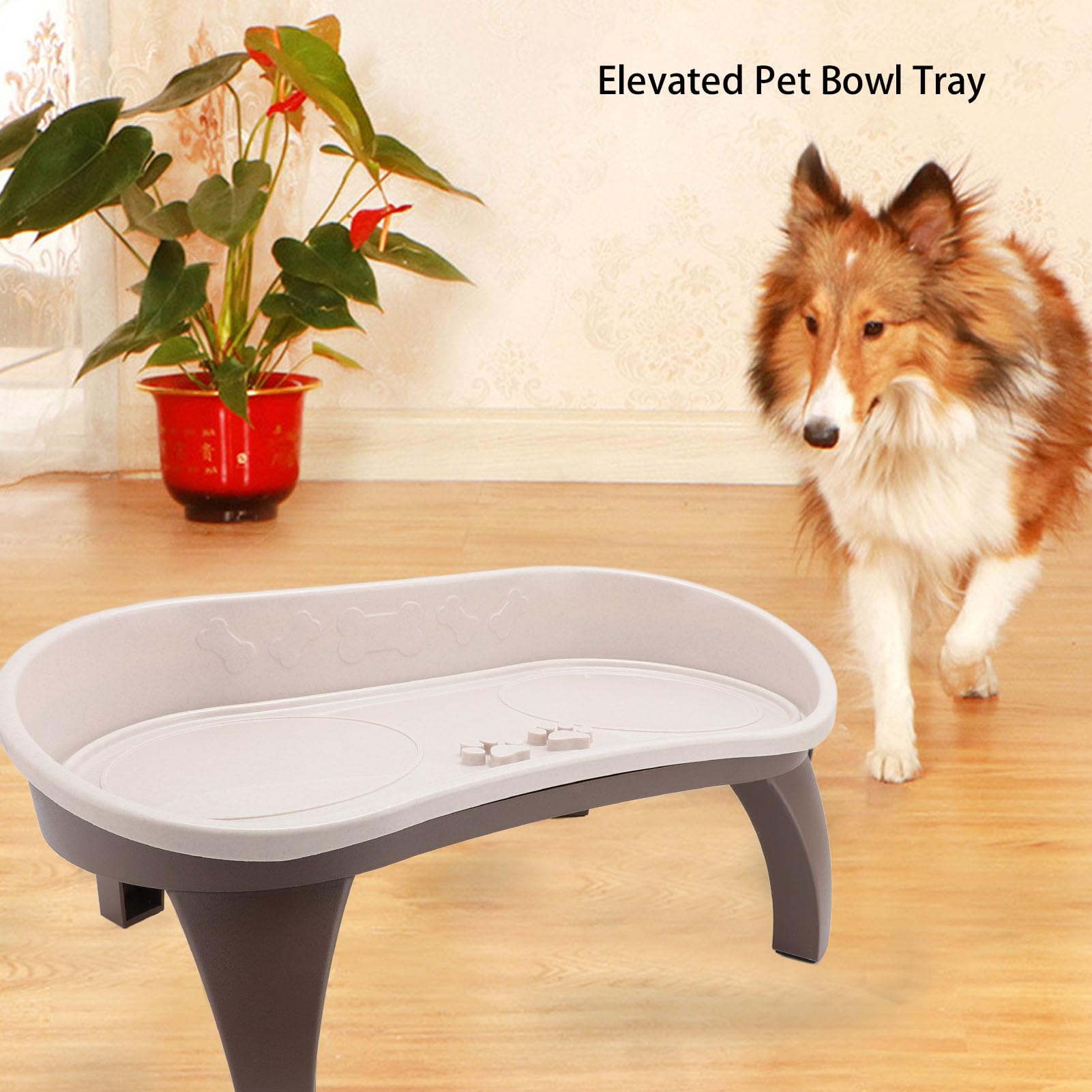 Comedero Elevado para Perros, Comedero Elevado para Perros y Gatos, Protector de Salpicaduras y Pies Antideslizantes, 16in x 11.5in x 8in Apto para la Mayoría de Las Mascotas