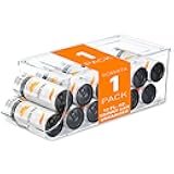 Skinny Can Organizer for Refrigerator, Stackable Tall Skinny Soda Pop Can Holder Dispenser with Lid for Fridge Pantry Rack Freezer, Clear Plastic Storage Bins-Holds 12 Slim Cans (See-through)