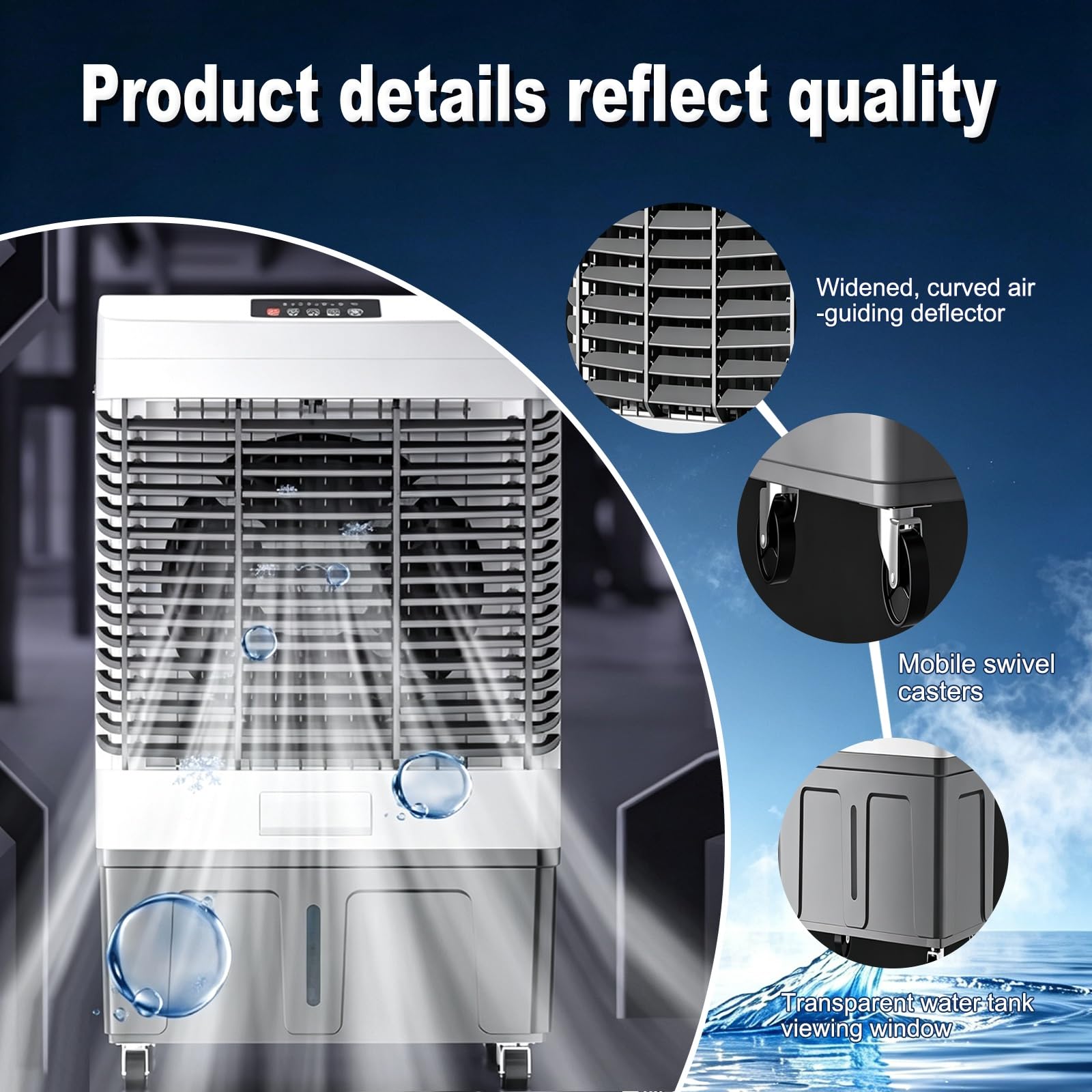 Enfriador De Aire Evaporativo 6.6M/S 30L | Depósito Grande De 30L, Flujo De Aire Ajustable Y Oscilación Automática Para Crear Un Ambiente Más Agradable En Verano
