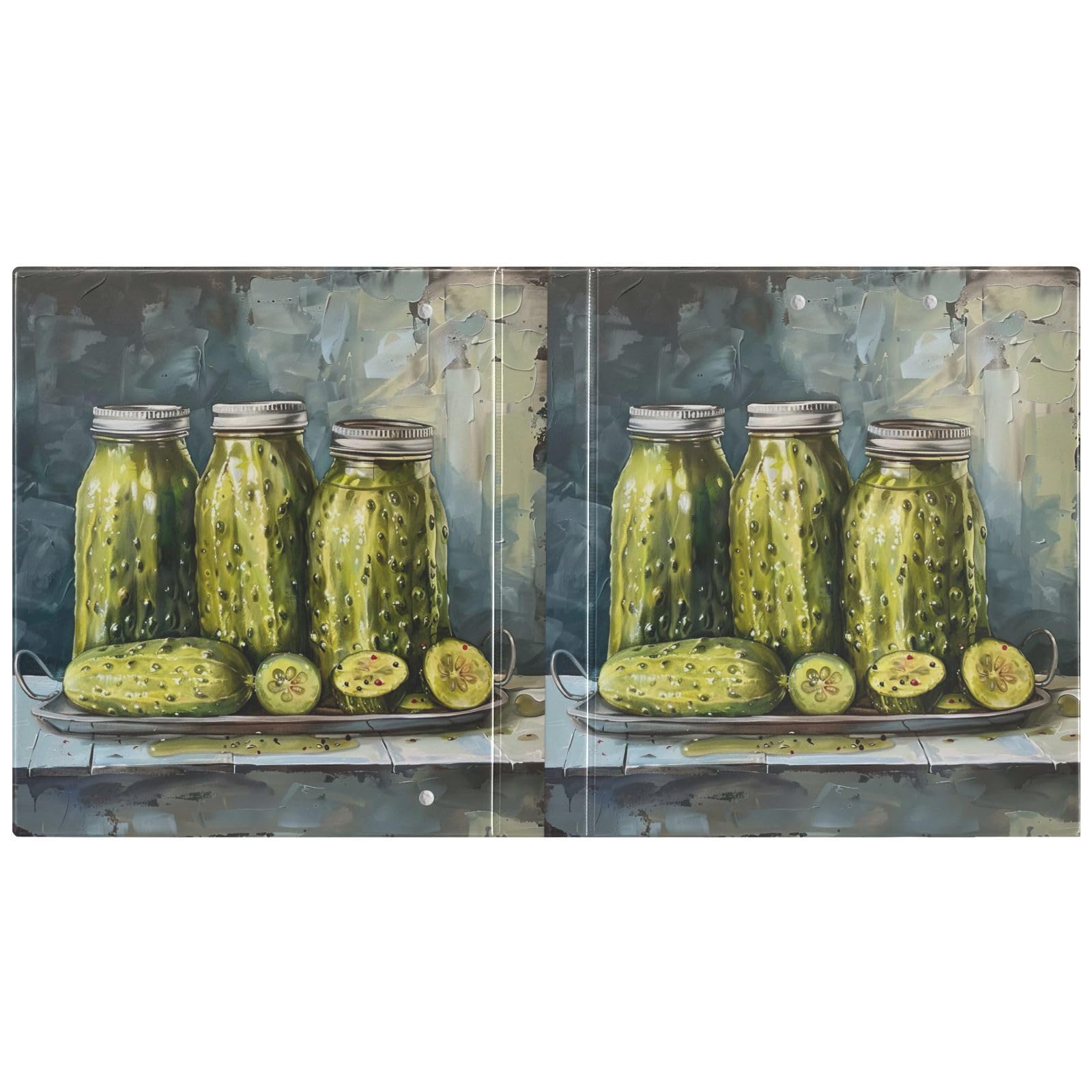 Pickle Party Painting - Carpeta de 3 anillos de 1.5 pulgadas, carpetas flexibles de anillos en D con bolsillos, 3 carpetas de anillos para escuela, universidad, oficina, talla única 2