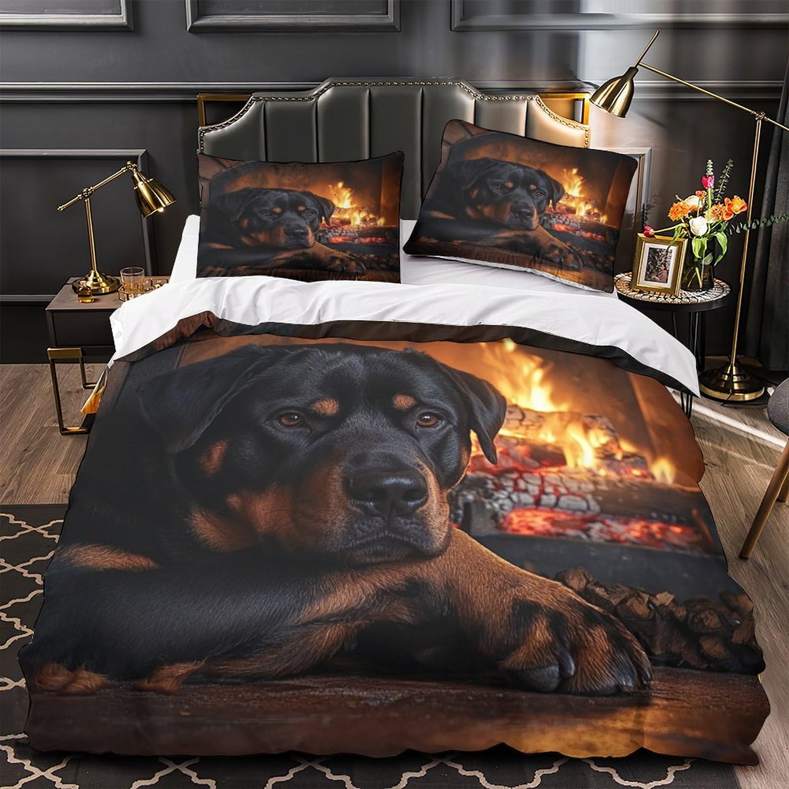 Parure de lit chien microfibre anti-plis et facile à laver pour grand lit d'enfant 200x200cm