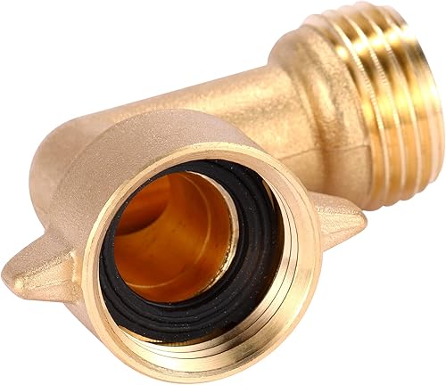 Miniatura 4 de Sanpaint Paquete de 2 conectores de codo de manguera de jardín de latón de 90 grados, adaptador de manguera resistente de 34 pulgadas con 4 juntas