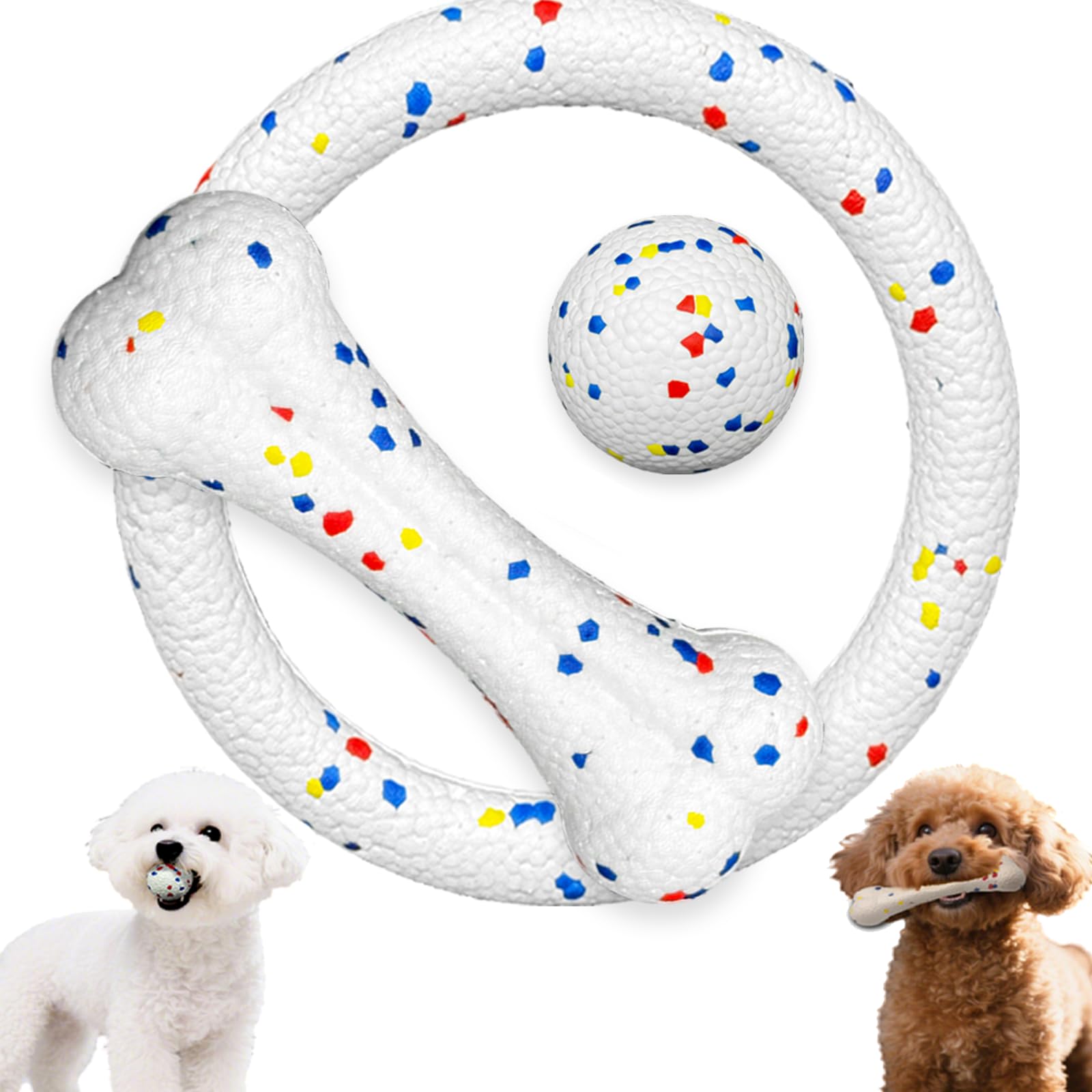SYMHOBBY Indestructible Dog Toys Balls for Small Dog Chewers 1 97inch Durable Bouncy Floating Interactive Dog Toys for