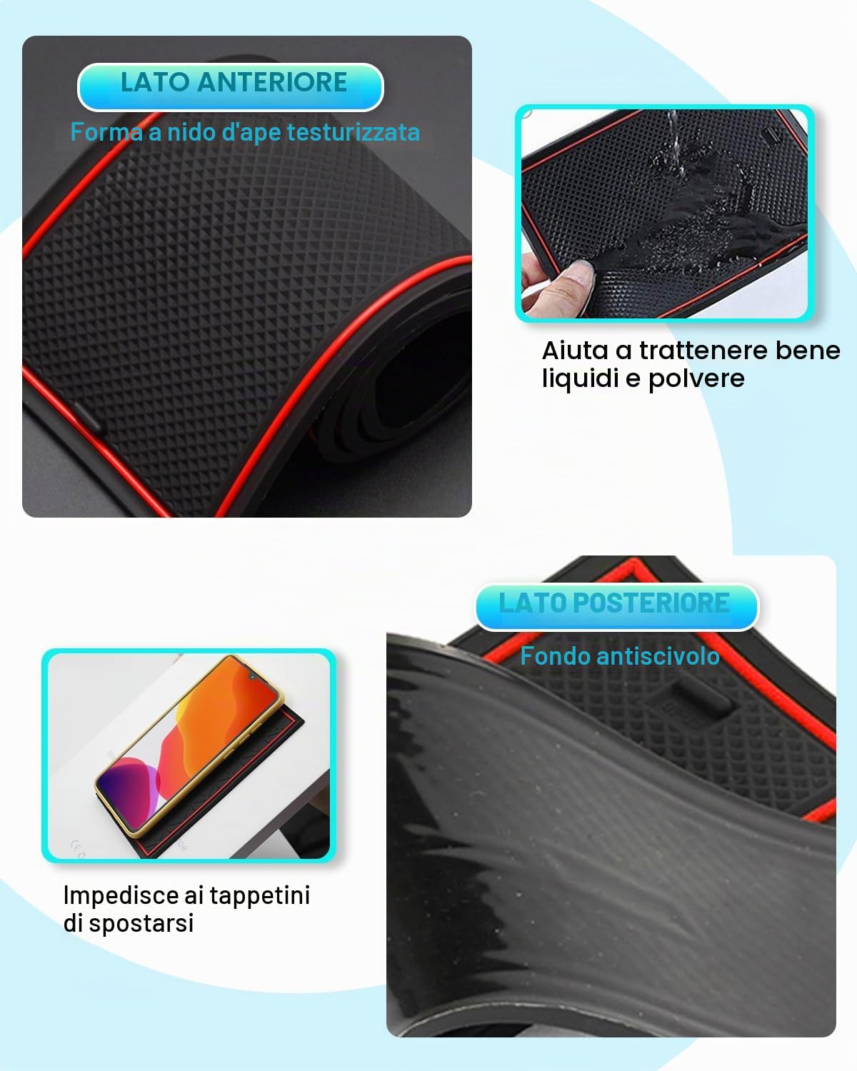 CDEFG Compatibile con Toyota Yaris IV 2020-2023 2024 XP210 tappetini in gomma per console centrale, tappetini antiscivolo in gomma opaca Yaris Hybrid 2024 accessori