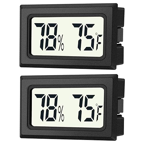 2 Pack Mini Digital Hygrometer Thermometer Gauge, Indoor Outdoor Temperature Humidity Meter for Humidifiers Greenhouse Reptile Plant Humidors, Large LCD Screen, Display in Fahrenheit (℉) (2)