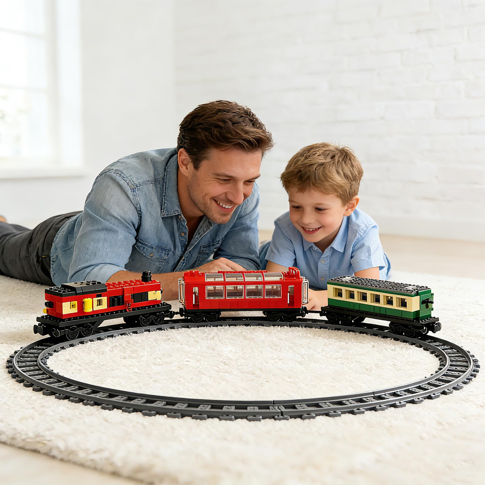 Set di 2 mattoncini per treno merci, accessori per ferrovia, set di mattoncini da costruzione, base di treno, accessori