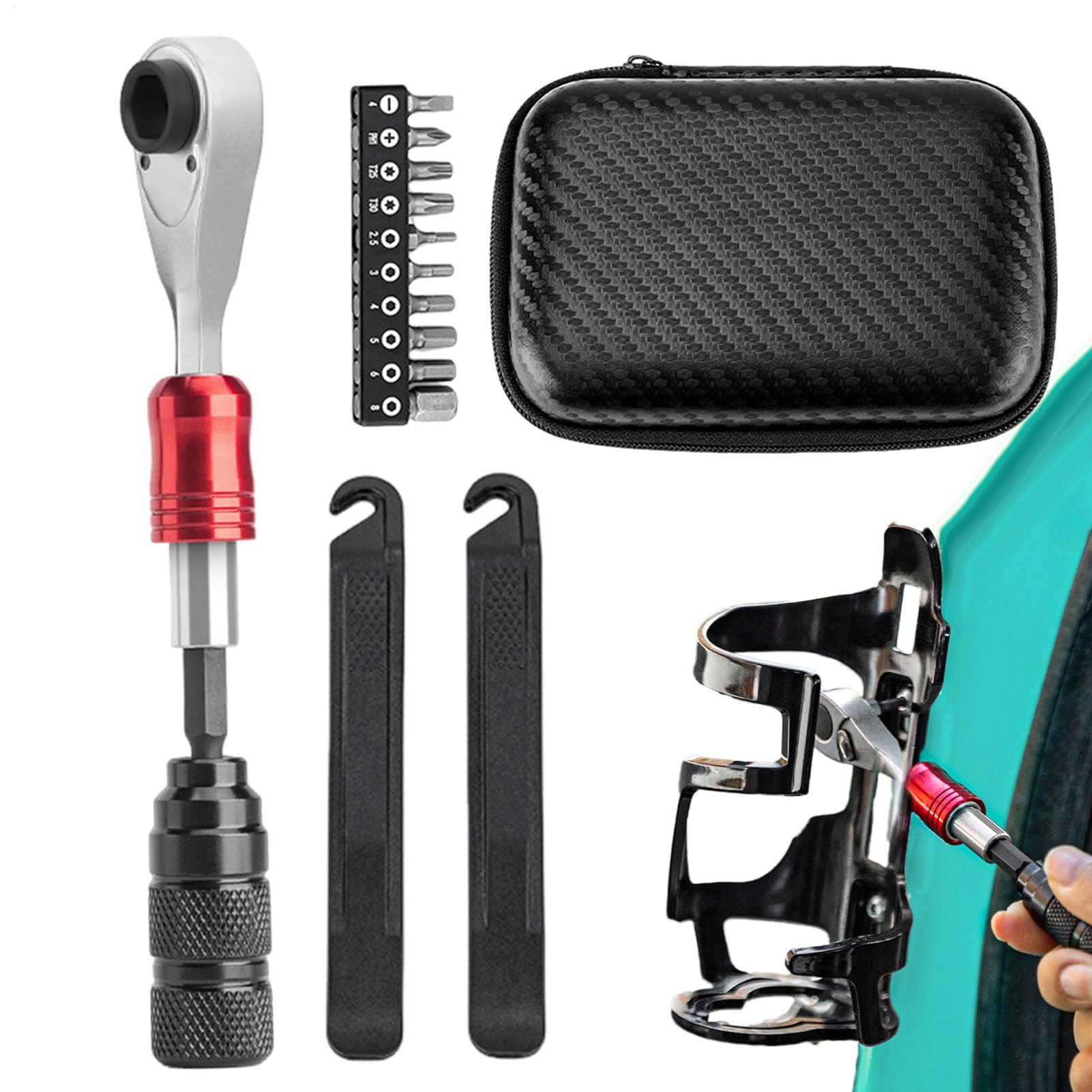 Kit de réparation de cycle avec clé à cliquet et 10 bits en aluminium pour vélo de route