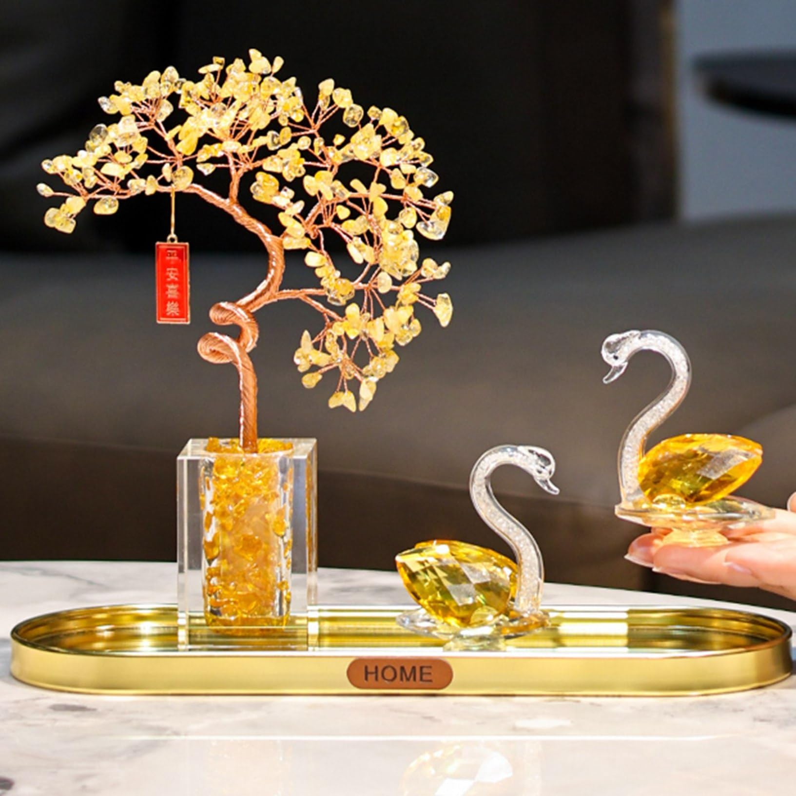 天然石 金運アップ シトリンクラスター たまご型の置物667g