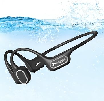 Soft Liquid Silicone Bone Conduction Swimming Headphones Underwater,IPX8 Waterproof Earbuds,Open Ear Swim Headphone with Skin-Friendly Silicone/Built-in 32G MP3-Player Earphones for Swim-Ink