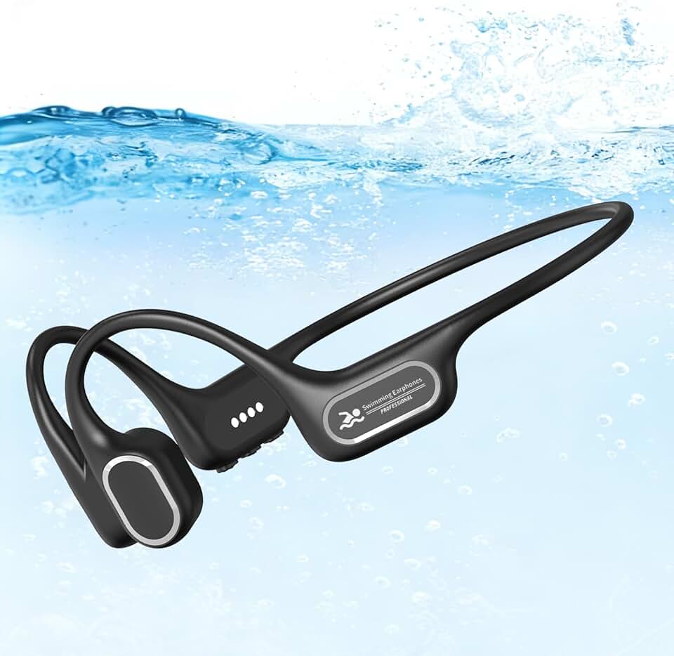 Fones de ouvido de natação de condução óssea de silicone líquido macio debaixo d'água, IPX8 à prova d'água, fone de ouvido aberto para natação com silicone amigo da pele/fones de ouvido 32G MP3-Player