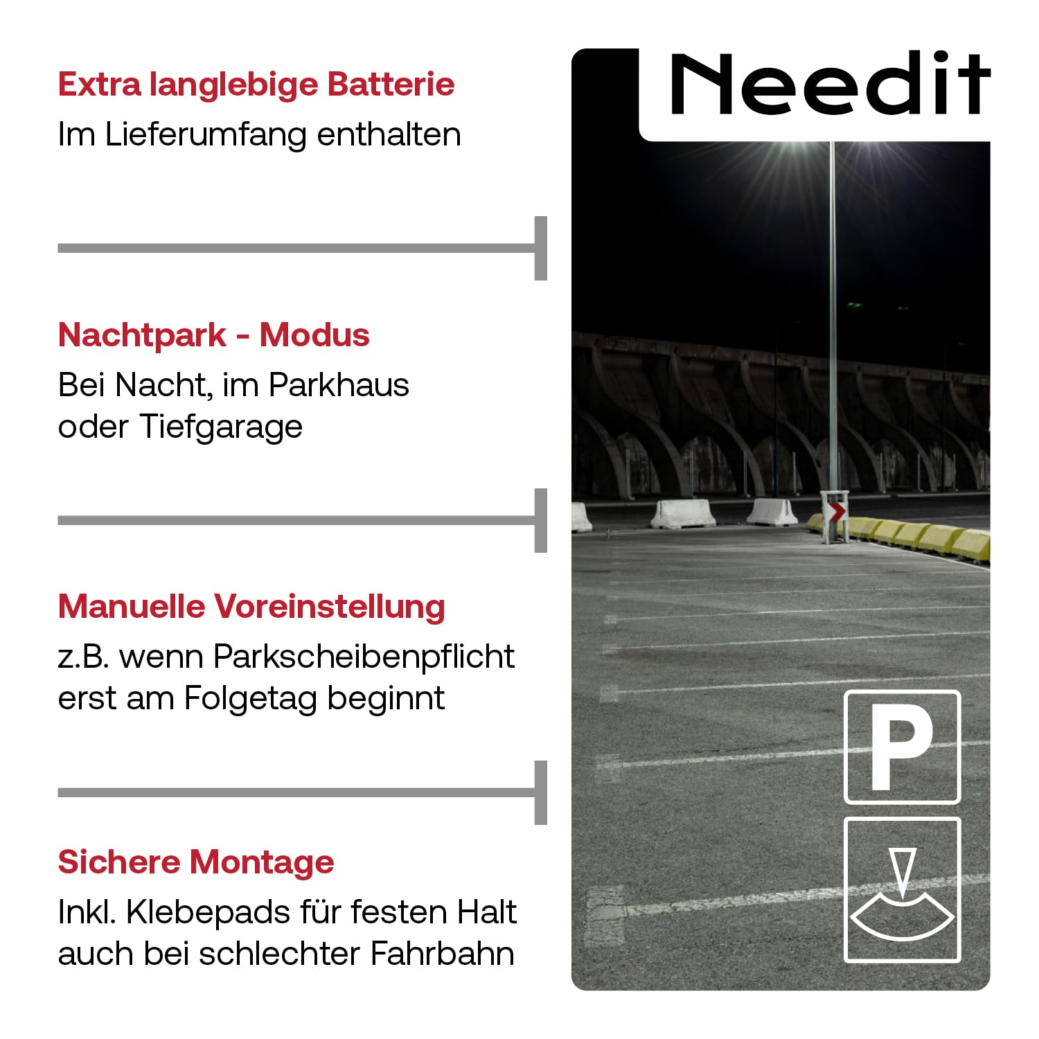 Needit Parkscheibe ParkMicro PS1800 800mm x 45mm x 10mm Autoadhesivo