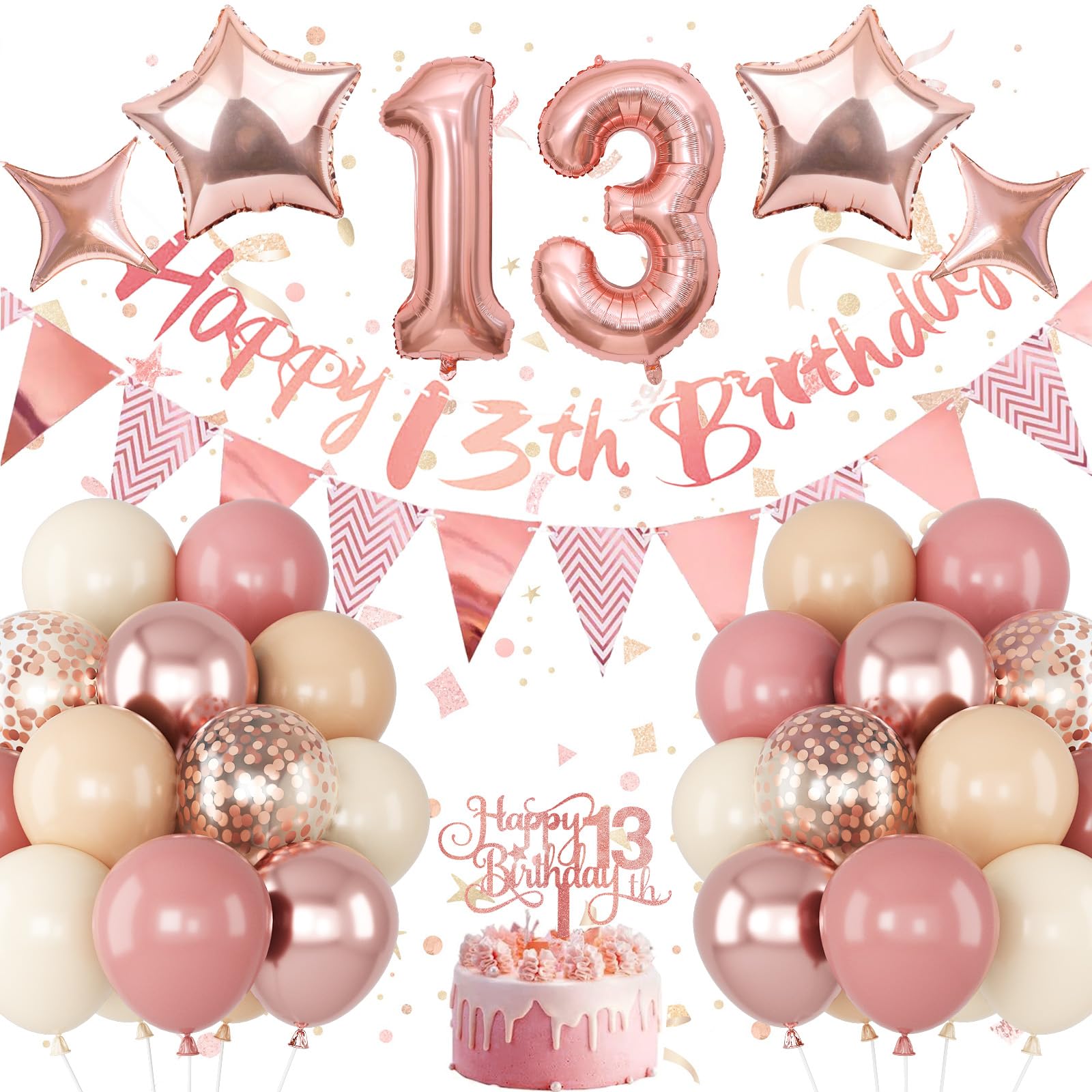 13th Birthday Rose Gold Foil Wall Banner | Shiny Party Decor For Teens - View #9