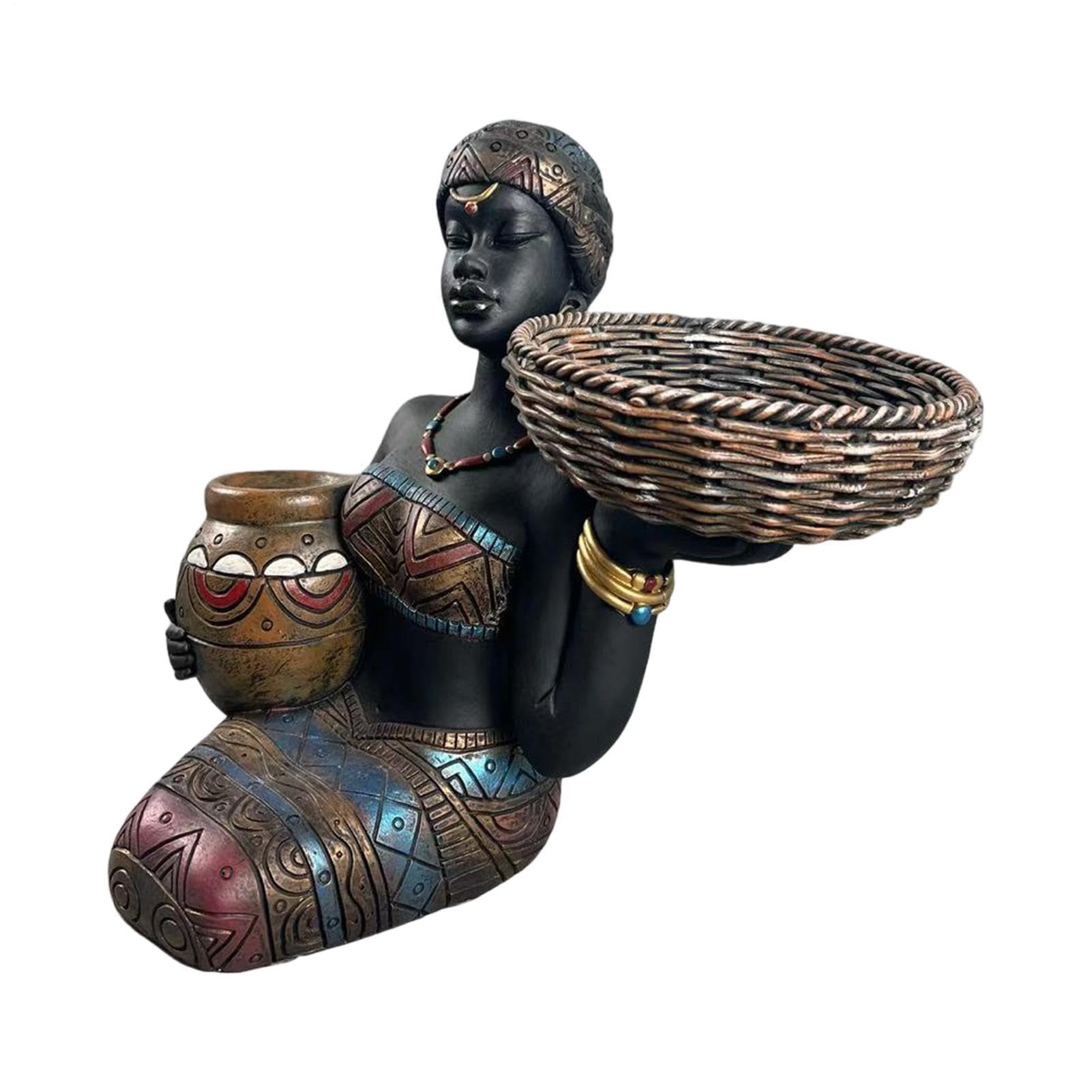 Figurine Africane per Arredamento Casa Donna Seduta con Figurine da Tavolo | Arredamento domestico africano per le Gallerie Negozi gli Ingressi gli Scaffali Tavoli le Scrivanie Posti
