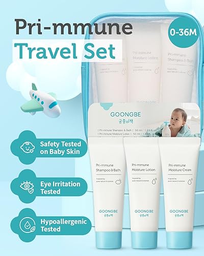 Miniatura 2 de GOONGBE Baby Skincare Travel Set - Cuidado de la piel coreano para bebés y baño esenciales - Champú y baño, loción Moisutre, crema - Hidratante y