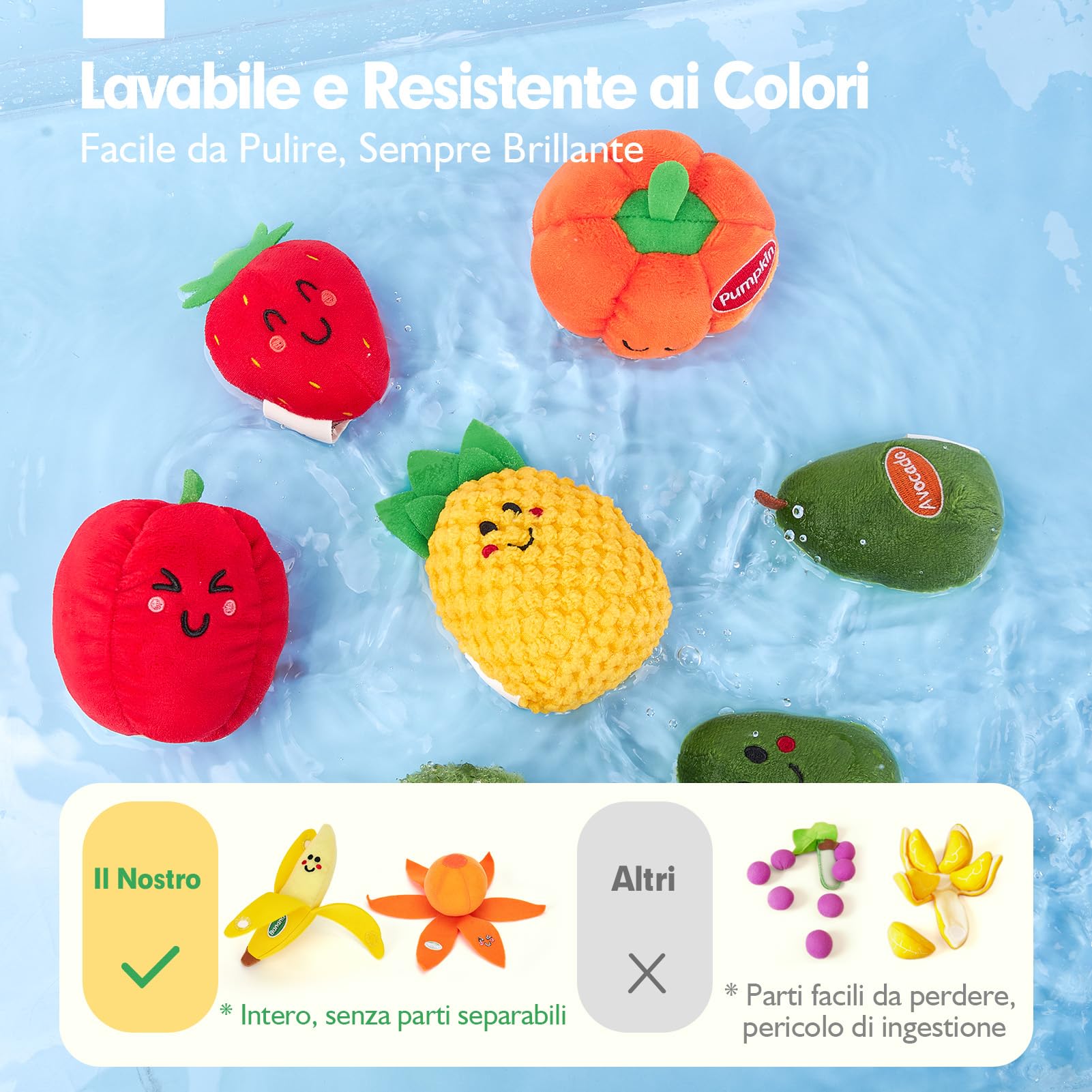 hahaland Giochi Montessori 6 Mesi - 16 PCS Frutta e Verdura Giocattolo in Peluche con Sonaglio e Cestino, Gioco Bambino Educativi Regalo Bimbo Bimba 6 9 12 Mesi