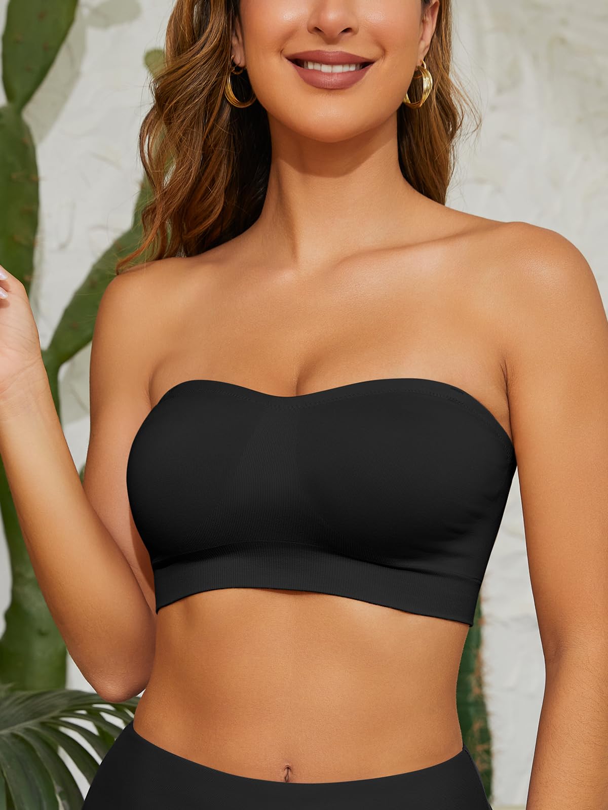 Women's Strapless Bra Seamless Anti-Slip Bandeau Bra Wireless Bralette Backless Bras with Padded