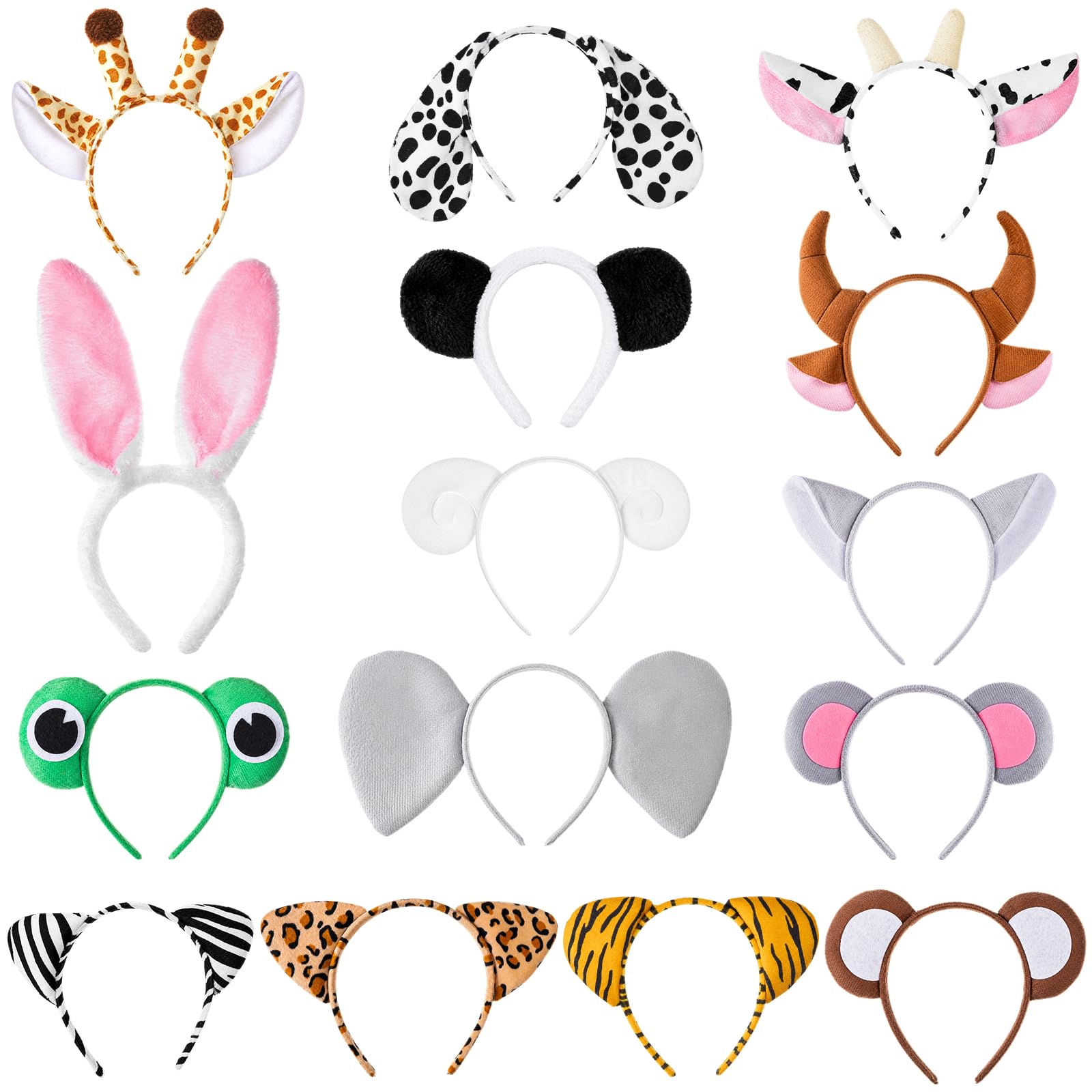 Kigeli 30 Pcs Wild Animal Ears Headbands for Zoo Theme Party Kids Adults