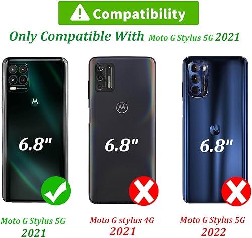 Miniatura 3 de Funda para Motorola Moto G Stylus 5G 2021, funda protectora de piel sintética en relieve de mariposa con ranuras para tarjetero y correa para la