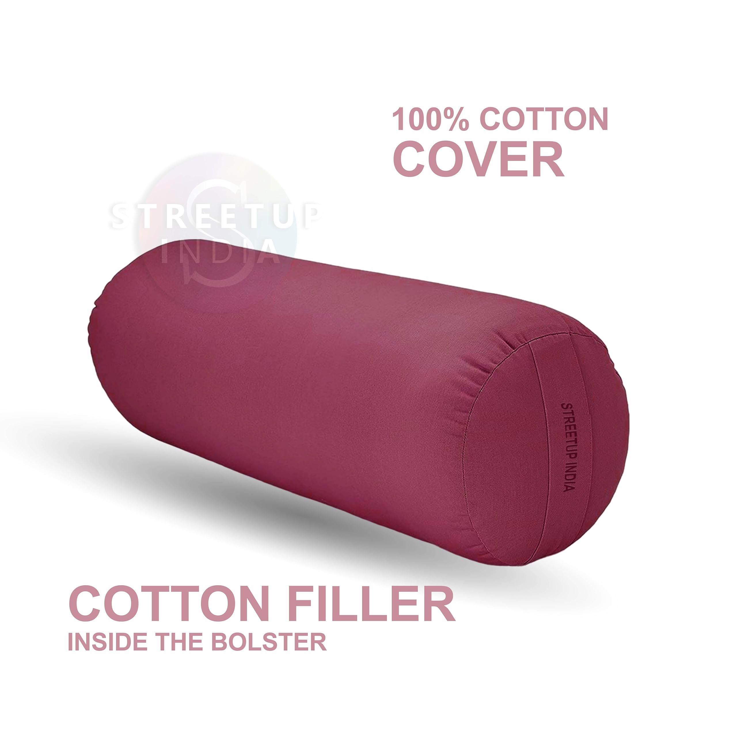 Streetup India® Yoga Bolster for Iyengar Yoga with Cotton Washable Cover (Maroon) 1