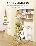 WOA WOA Step Ladder 4 Step Folding, Lightweight Portable Stepladder with Anti-Split Pedal, Ladders with Convenient Handgrip, Aluminum Step Stool for Library, Home, Bedroom - Gold