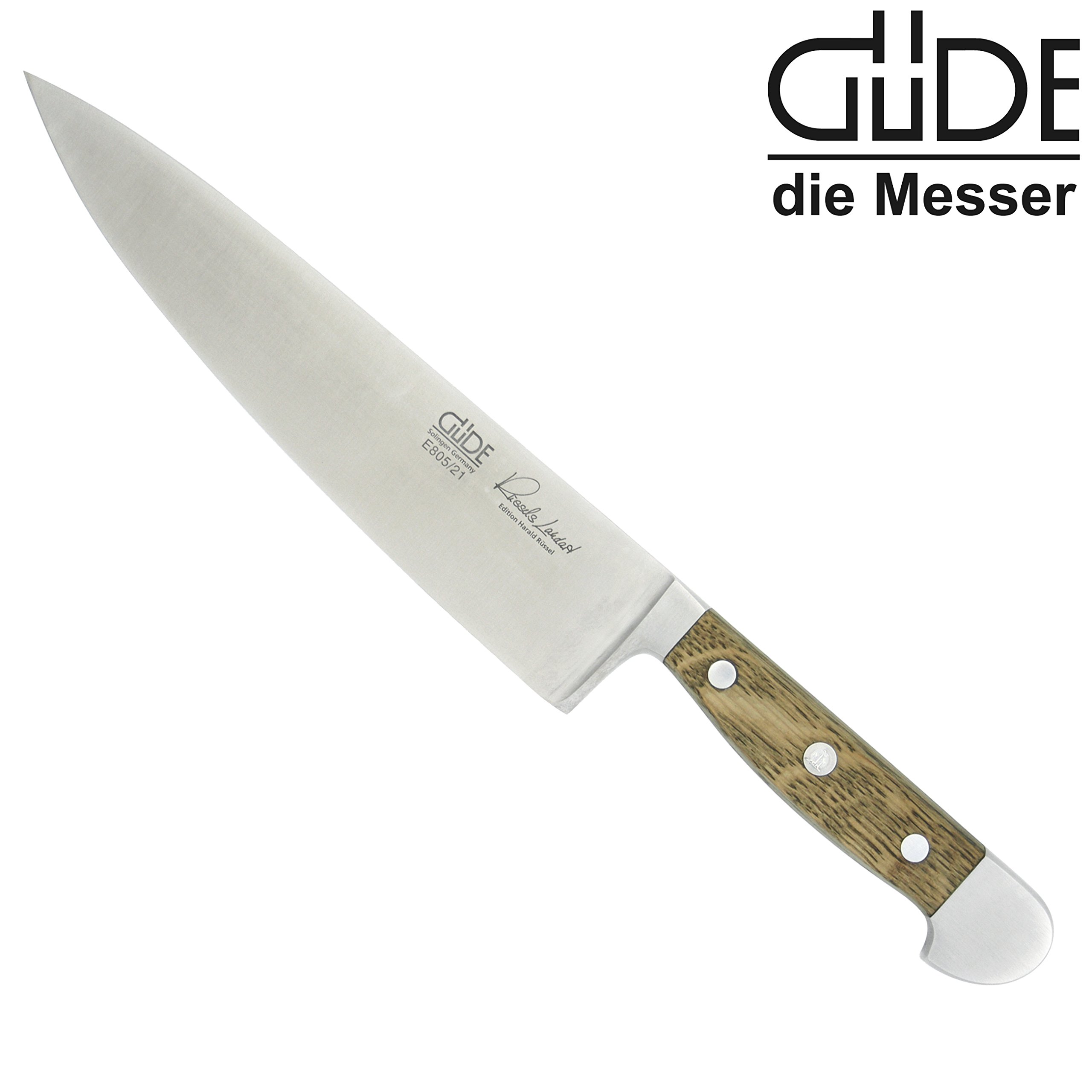 Güde Alpha dąb beczkowy nóż szefa kuchni 21 cm wraz z ochroną ostrza Prymo.de®