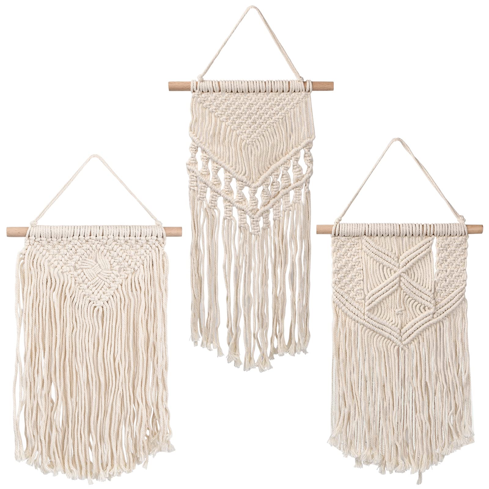 3 Piezas Tapiz de Macramé Borla, Mini Macramé Colgar Tapices Tejida Hechos a Mano, Pequeño Boho de Pared Decoración para el Hogar, el Hogar, el Dormitorio, del Café
