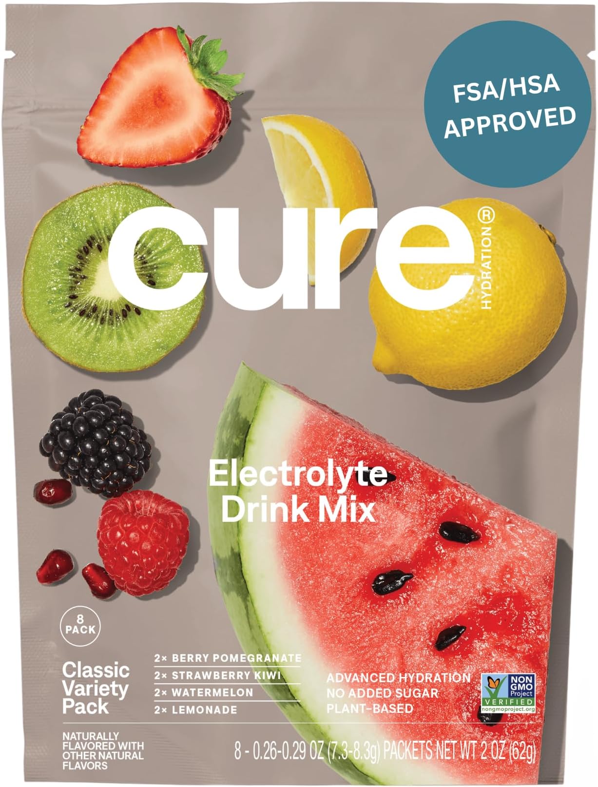 Cure Hydrating Electrolyte Mix Gift Set | Electrolyte Powder for Dehydration Relief | Made with Coconut Water | No Added Sugar | Vegan | Paleo Friendly | 8 Servings Variety Pouch