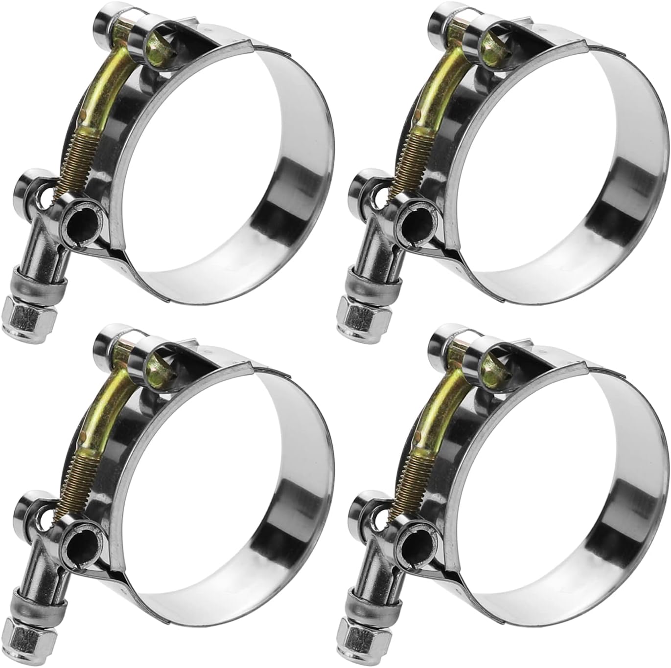 4 Pack 0.75" T-Bolt Hose Clamps, 304 Stainless Steel Turbo Intake Clamp, Working Range 1.1"-1.34"(28mm-34mm) for 0.75" I.D. Hose with 5mm Wall Thickness