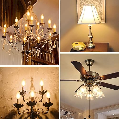 Miniatura 6 de LangPlus+ F15 - Bombilla LED regulable de 8 W, base E26 de 2700 K, luz blanca cálida de vidrio arrugado para lámpara de techo para ventilador de