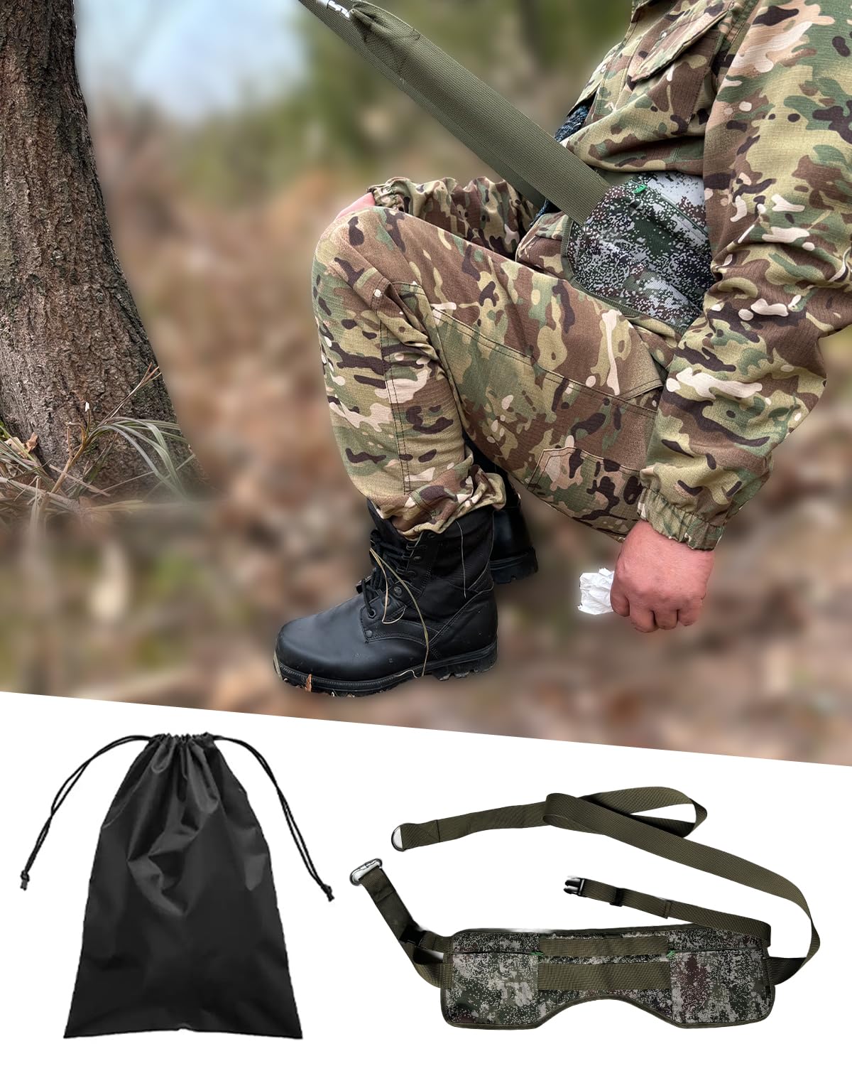 Cinghia per fare la cacca nei boschi, soluzione igienica portatile all'aperto Krapp Strapp Crapstrap cinghia versatile con fibbia adatta per campeggio, escursionismo, pesca, caccia per cacca