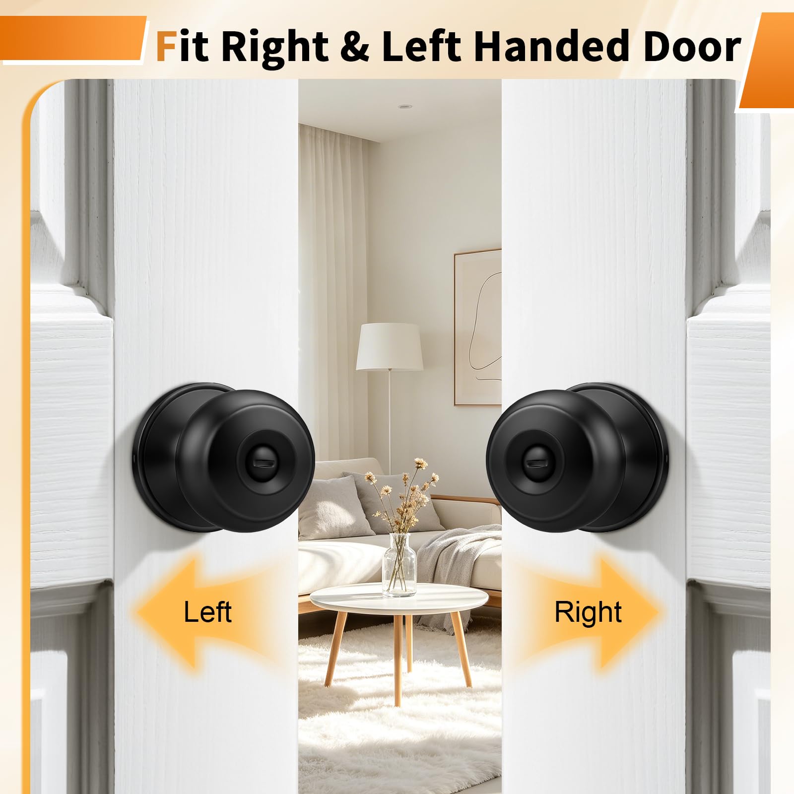 Probrico Black Door Knobs - Matte Black -7