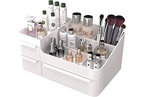 White Makeup Organizer Countertop Vanity Cosmetic Storage
