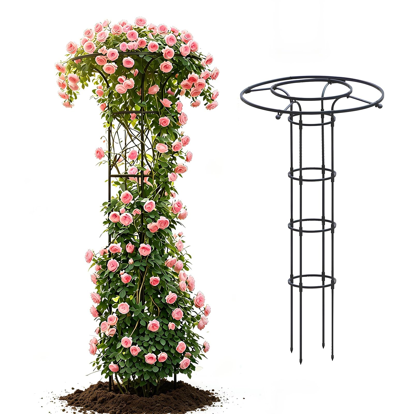 Umbrella Garden Trellis 210m 180m Trellis for Climbing Plants with 11mm Thickened Rust-Resistant Plant Support Frame for Potted Plants Wisteria Rose Jasmine(Black,150cm/4.9ft)