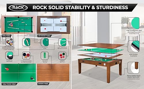 Miniatura 6 de RACK Luxor - Mesa giratoria de 7.5 pies, 4 en 1, multijuego para billar y pool