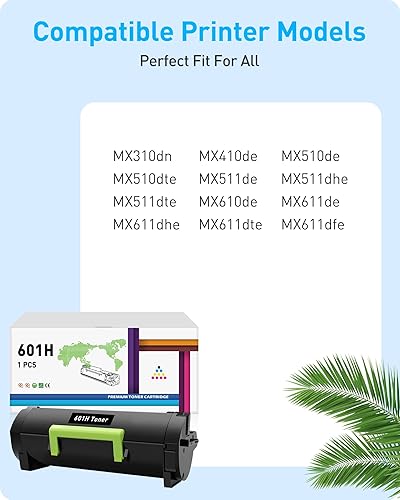 Miniatura 2 de 601H Cartucho de tóner de alto rendimiento de repuesto para Lexmark 60F1H00 601H para impresora MX310 MX310dn MX410 MX410de MX510 MX511 MX511de