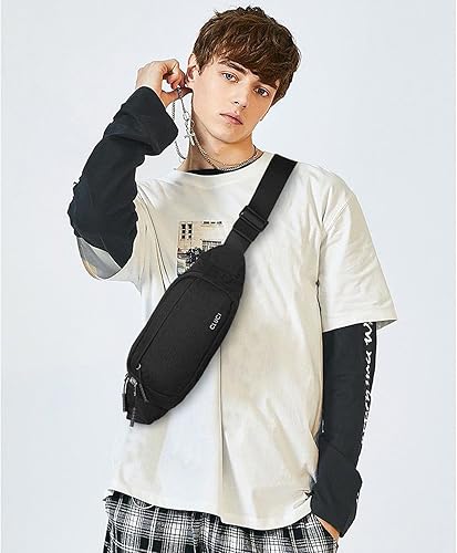 Miniatura 2 de CLUCI Riñoneras para mujereshombres, cuerpo cruzado, cangurera con correas ajustables, color negro