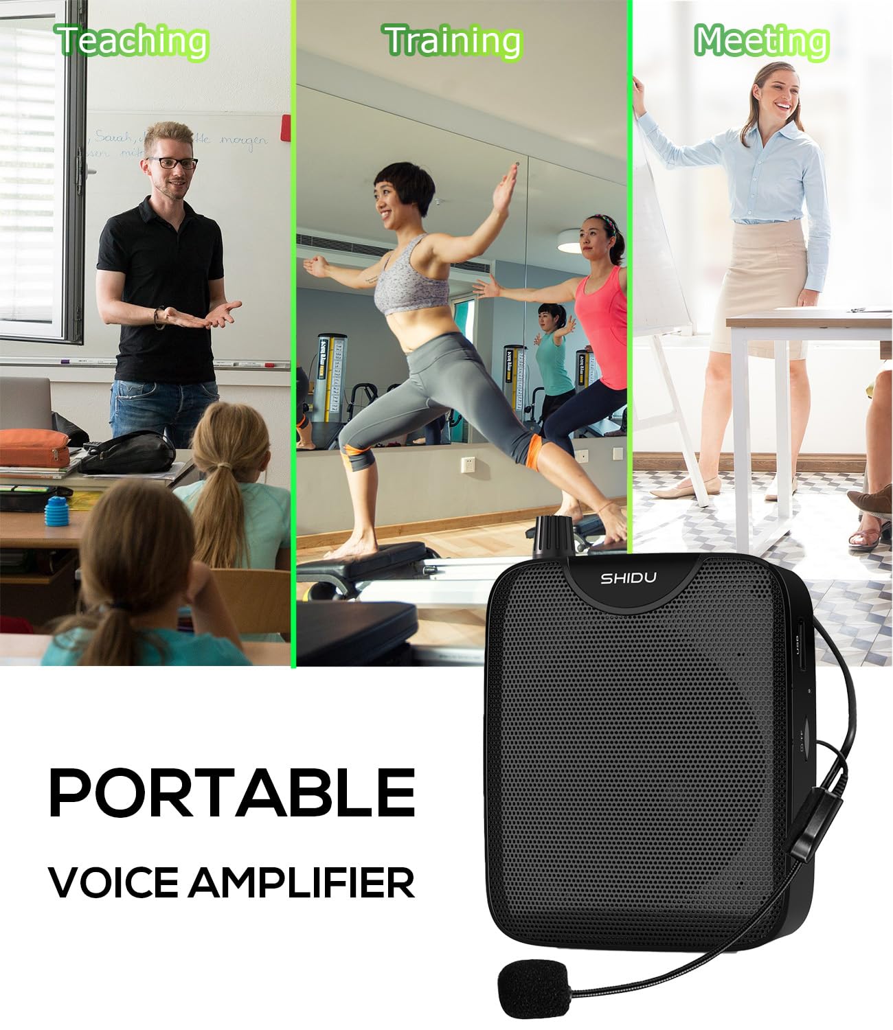 Amplificateur Voix Portable Avec Micro-Casque Rechargeable SHIDU10W