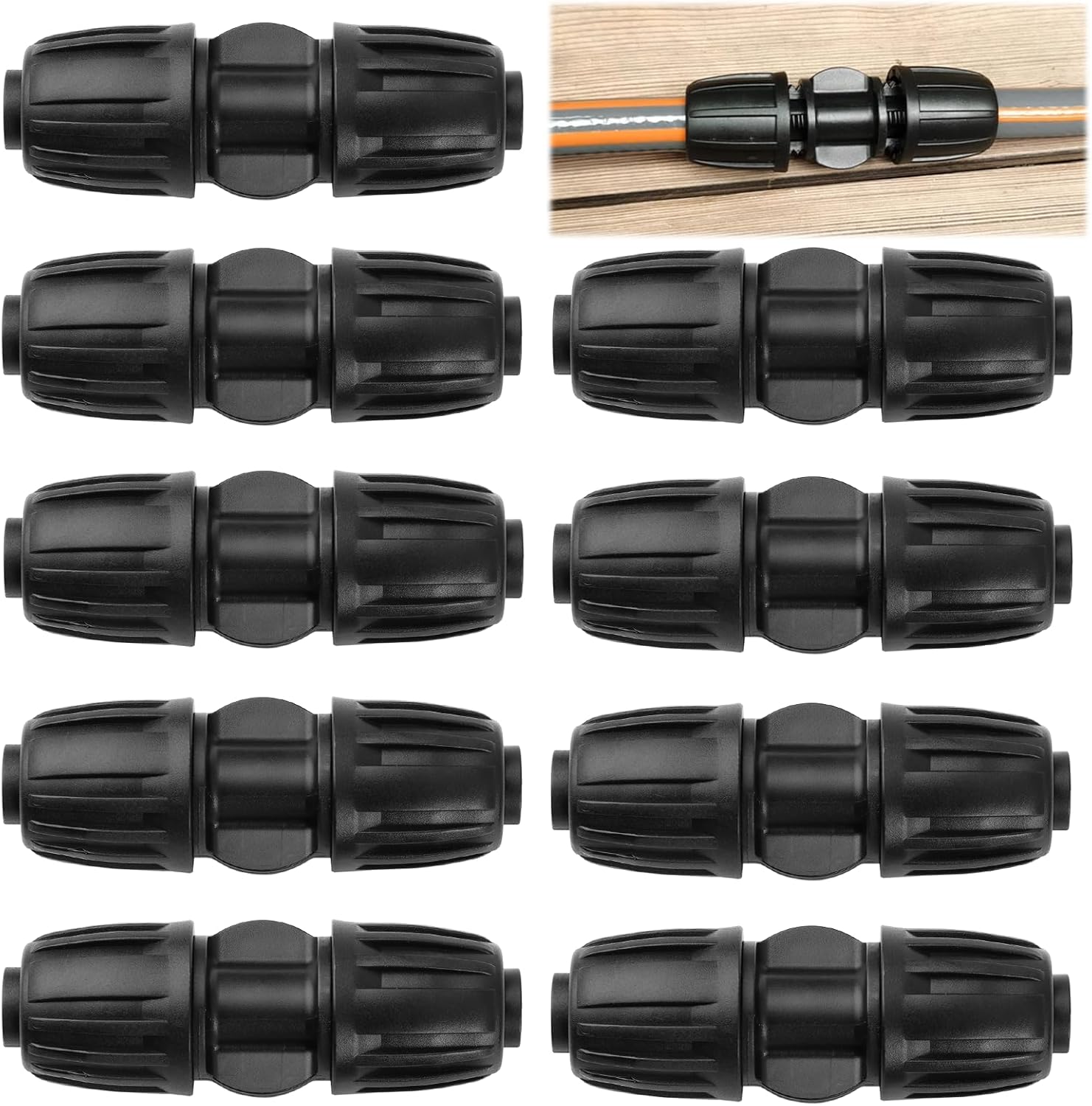 1/2" Irrigation Fittings End Plugs, 10 Pack Drip Tubing Connectors for 16mm Drip Tubing, Durable, Leak-Proof, Tool-Free Installation for Garden Watering System (Drip Irrigation Fittings, 10) 10 Drip Irrigation Fittings