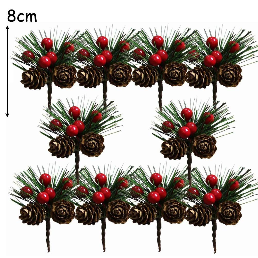 24 Rami Di Pino Artificiale Con Bacche Rosse - Decorazione Natalizia Per Centrotavola E Ghirlande - Foto 9