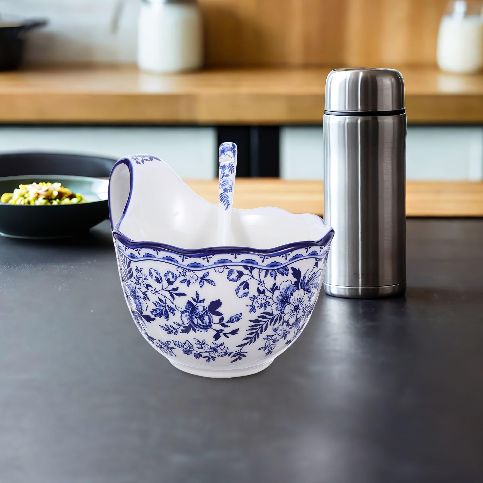 OSALADI Ceramiczna miska do zupy, 500 ml/17 uncji, zabytkowa miska do