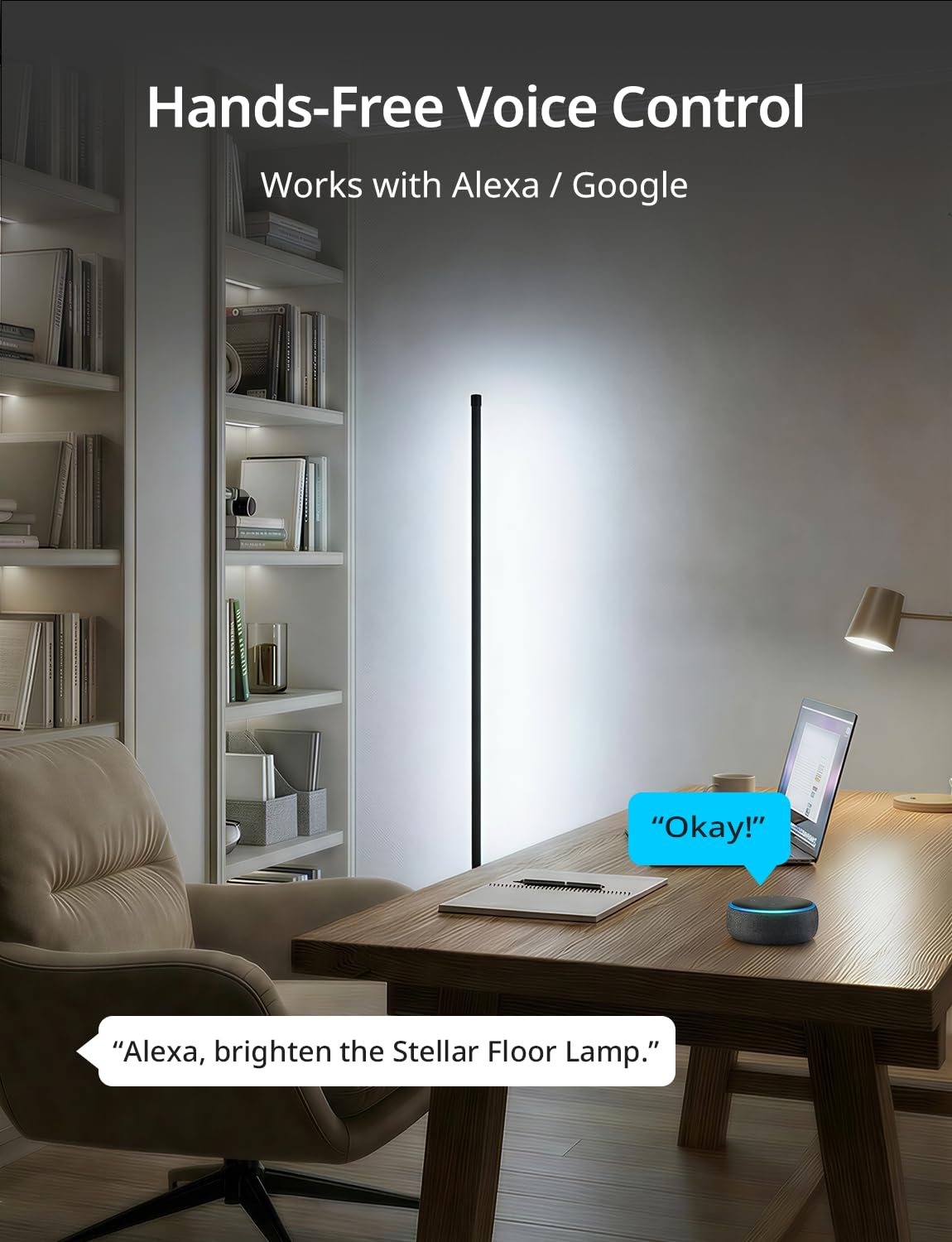 Ailofy Lampada da terra angolare, lampada LED RGBW da 1500 lm, compatibile con Alexa e Google Assistant, 16 milioni di colori fai da te, sincronizzazione musica, controllo app, moderna lampada da