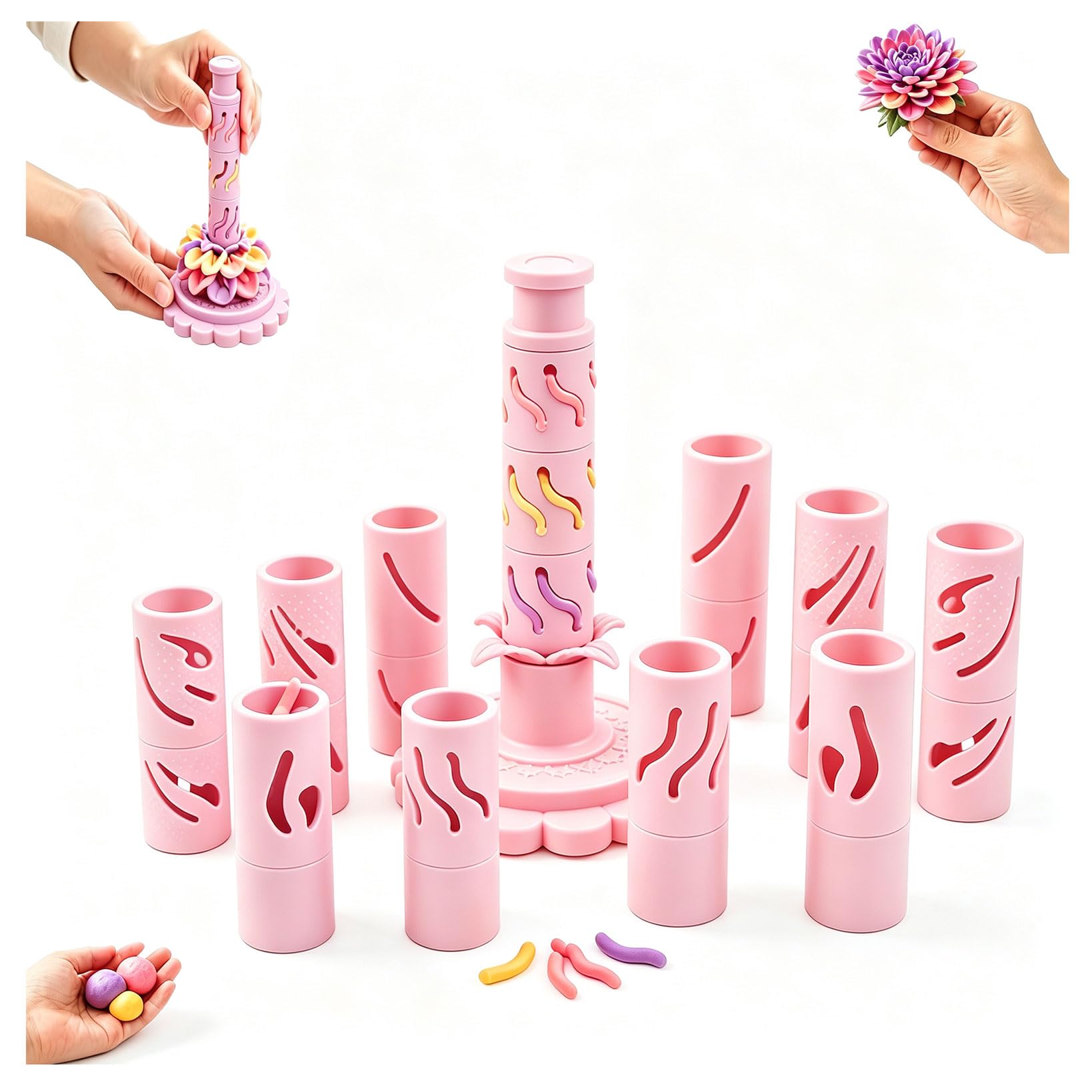 Promted Flower Modular Clay Bloom Maker with 9 Shaping Sleeves