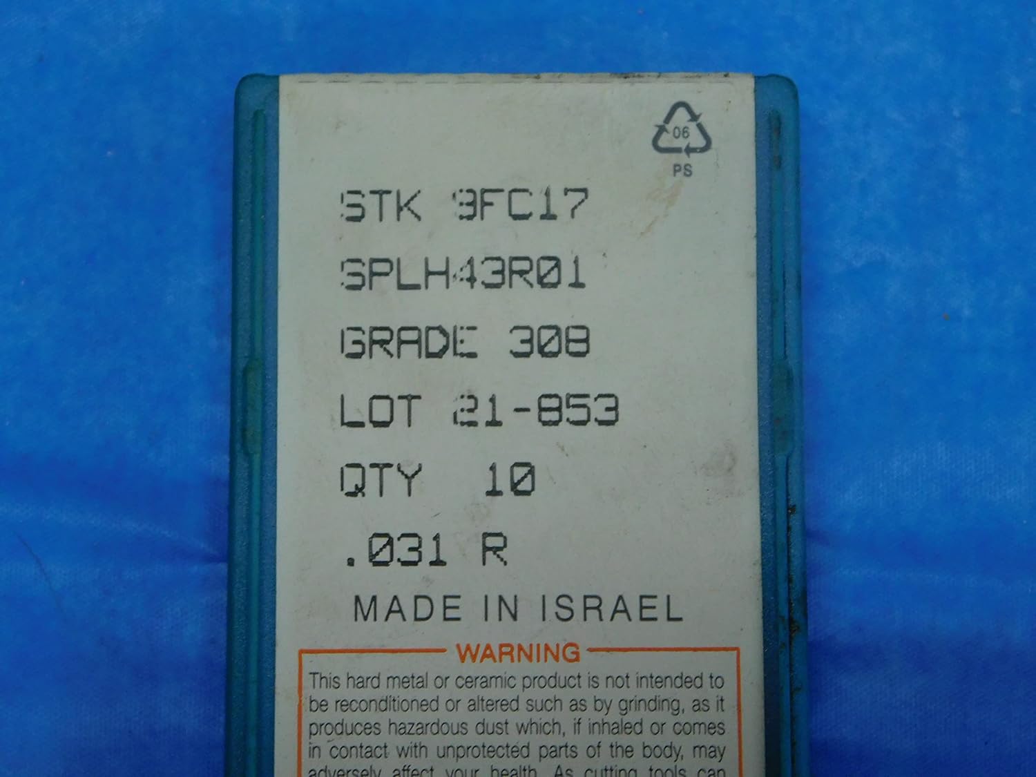 8PCS New Ingersoll SPLH43R01 308 TiN Coated Carbide MILLING Inserts STK 9FC17 - JP0329AS1