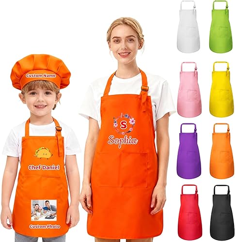 Miniatura 8 de Delantal personalizado para niños, mujeres y hombres con foto de texto, delantal personalizado para mujeres, delantales de chef para hombres y Verde